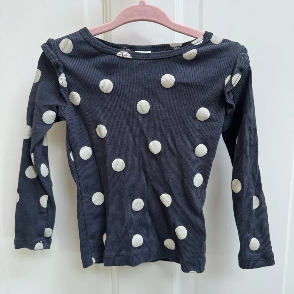NWOT Carter’s 2T Blue & White Polka Dot Long Sleeve Girls Blouse Top